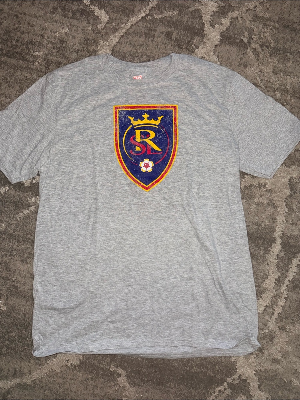 Real Salt Lake MLS Distressed Logo Gray T-Shirt Men’s Large